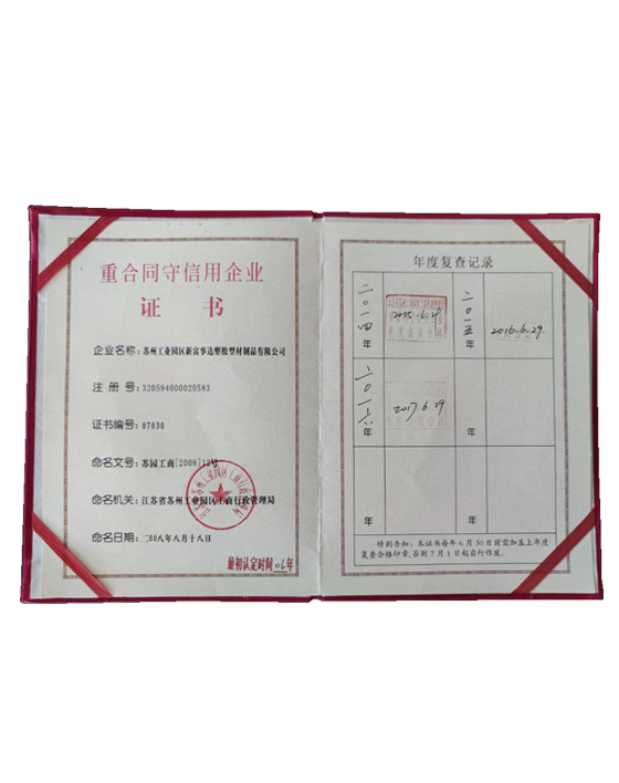 重合同守信用企业证书